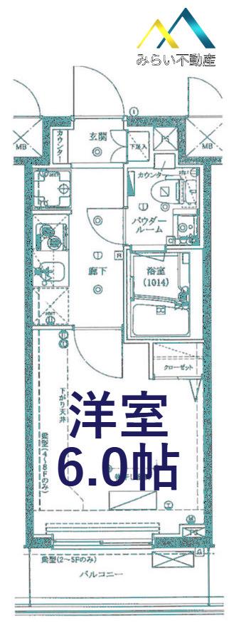 GROWS西横浜(1K/8階)の間取り写真