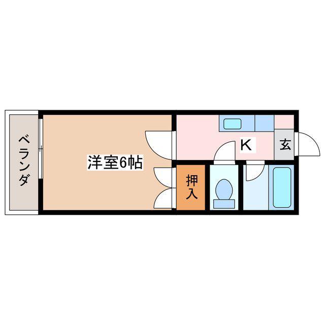 キャピタルオシダ(1K/2階)の間取り写真
