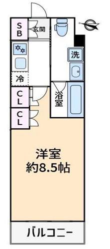 メイクスデザイン住吉アジールコート(1K/6階)の間取り写真