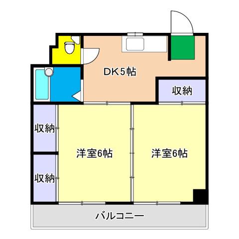 グリーンパレス・塩屋崎(2DK/3階)の間取り写真