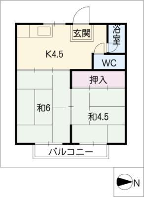 コーポ野池(2K/1階)の間取り写真