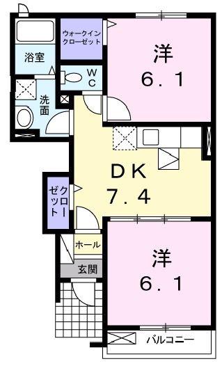 スウィートコテ-ジA(2DK/1階)の間取り写真