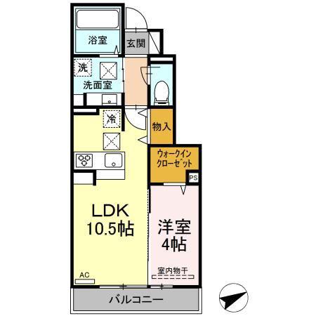 アクシズ泗水(1LDK/1階)の間取り写真
