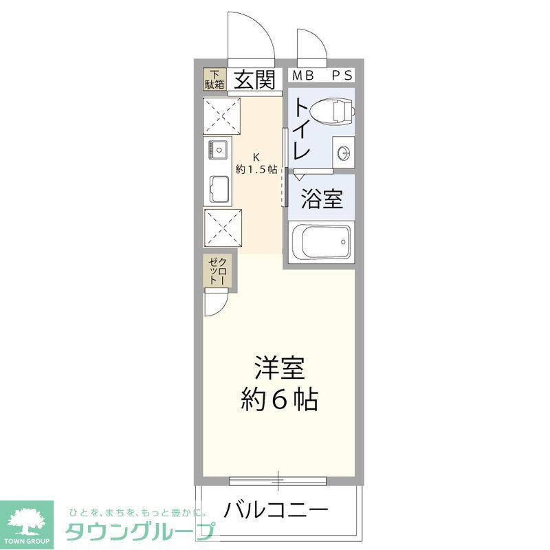 ウッドハウス西大宮(1K/1階)の間取り写真