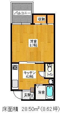 ベルシュンブル(1K/3階)の間取り写真