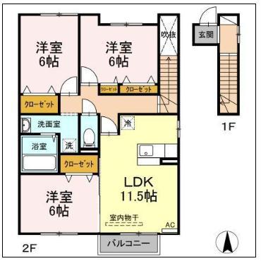 ブランシェコートL II(3LDK/2階)の間取り写真