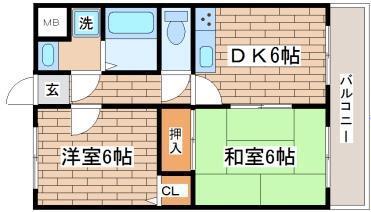 メゾン・ド・ルミエール妙法寺(2DK/4階)の間取り写真