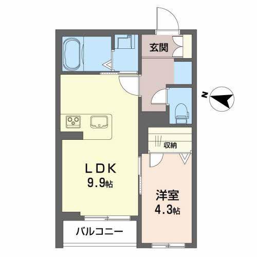 セレーノシェロ(1LDK/1階)の間取り写真
