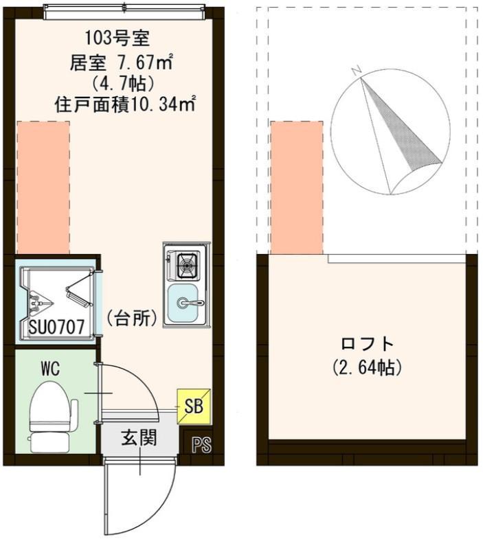 ハーモニーテラス泉町IV(ワンルーム/1階)の間取り写真