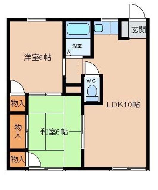 フォーブルしなの(2LDK/1階)の間取り写真