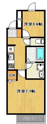 ヒルズマーク堤町(2K/1階)の間取り写真