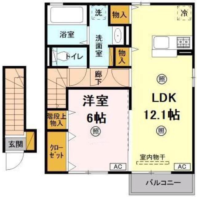 LIEN 阿見町本郷(1LDK/2階)の間取り写真