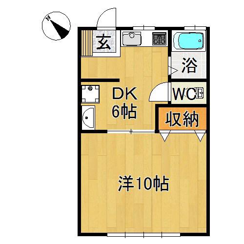 ドルチェ俵元(1DK/2階)の間取り写真