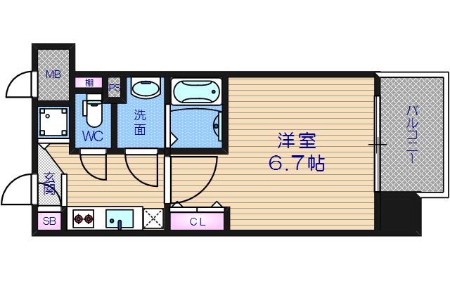 アドバンス上町台IIクレイドル(1K/12階)の間取り写真