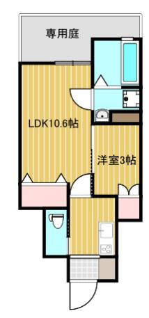 CUBIO MIZUE(1LDK/1階)の間取り写真