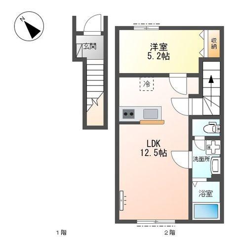 ミキ宮原(1LDK/2階)の間取り写真