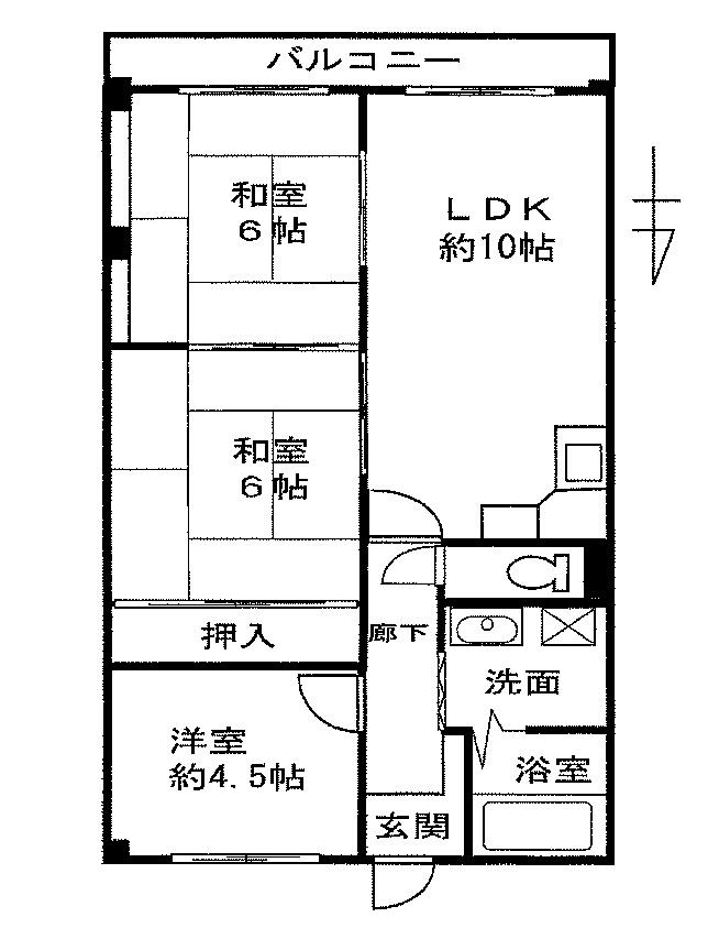 グレース南住吉(3LDK/2階)の間取り写真