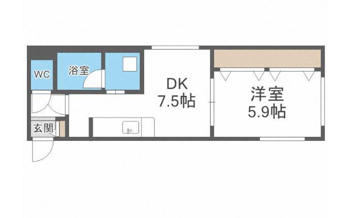 ラピスラズリ平岸(1DK/3階)の間取り写真