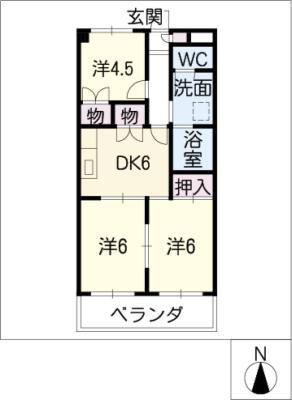 第3サンヨーマンション(3DK/4階)の間取り写真