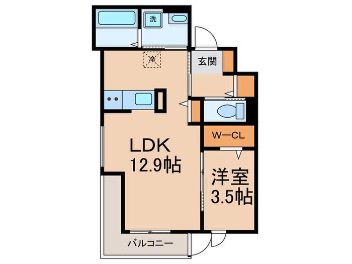 メルベーユ加島(1LDK/3階)の間取り写真