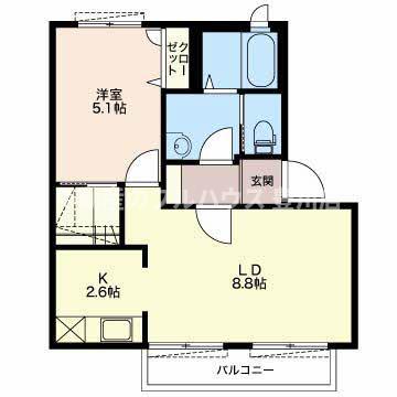 セピアコート財木(1LDK/1階)の間取り写真