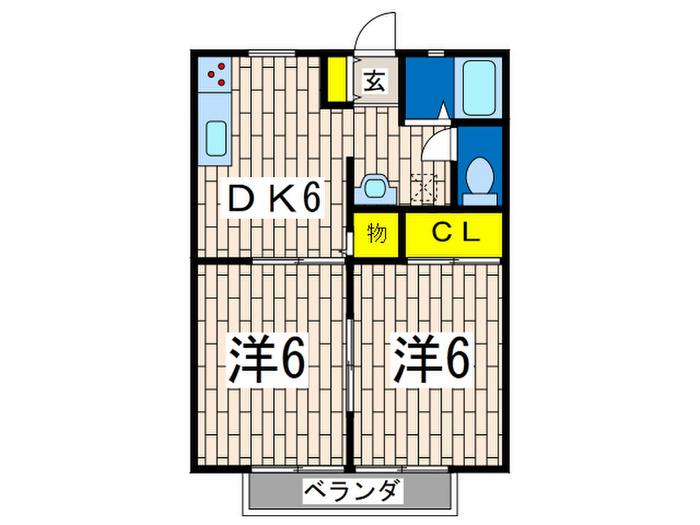 ハイツ諏訪(2DK/2階)の間取り写真