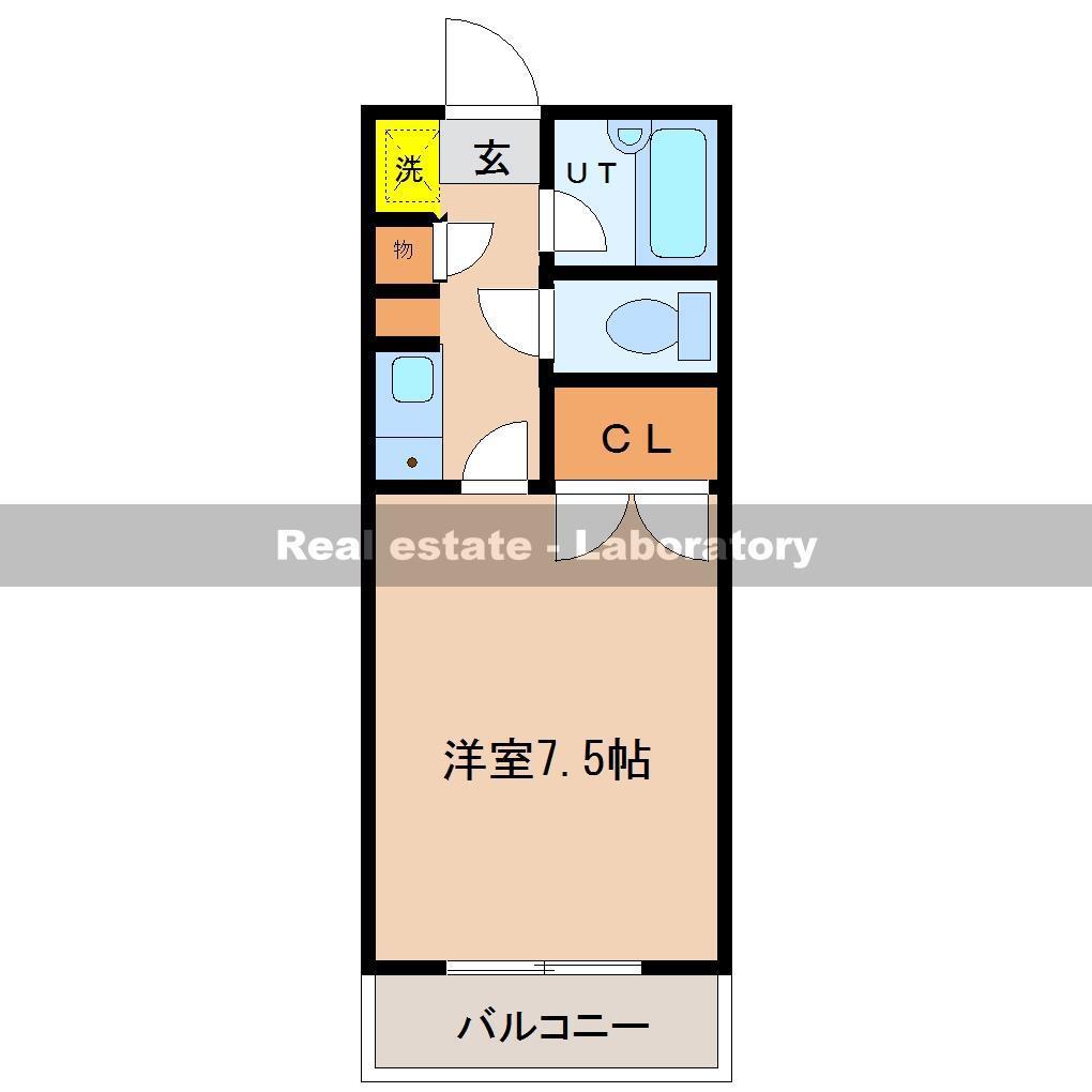 ベルトピア宮崎7(1K/2階)の間取り写真
