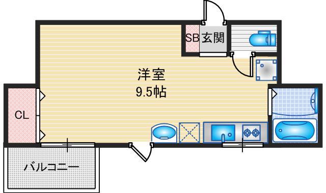 レストフォルム茨木(1K/3階)の間取り写真