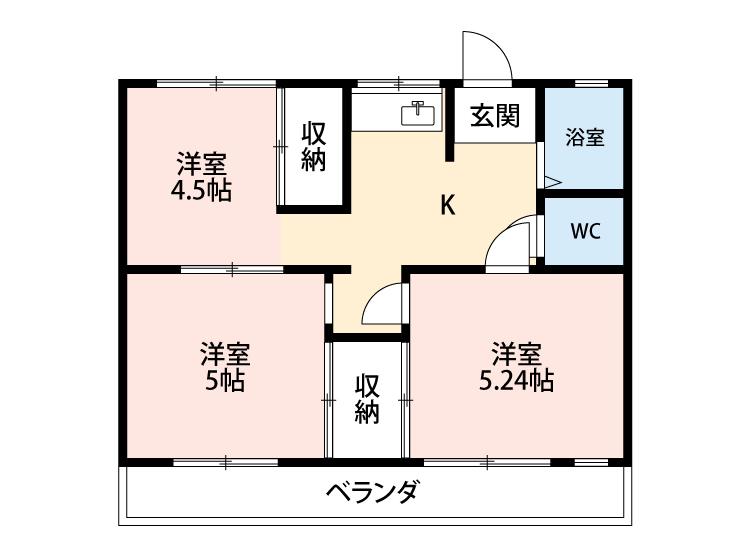 能見ハイツ(3K/1階)の間取り写真