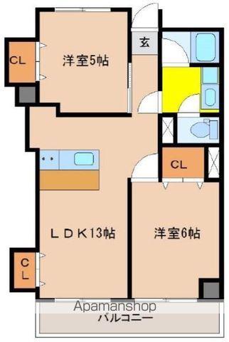 中村消防ビル(2LDK/6階)の間取り写真