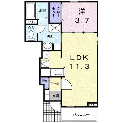 セロリー(1LDK/1階)の間取り写真