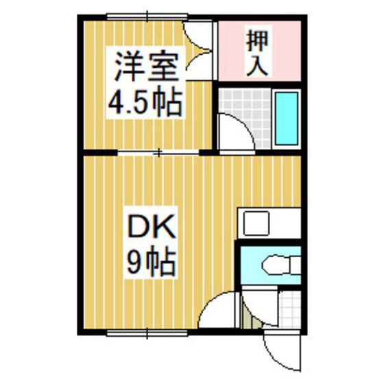 グリーンパークプロム(1DK/2階)の間取り写真