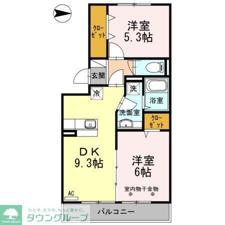 セジュール保塚B(2DK/3階)の間取り写真