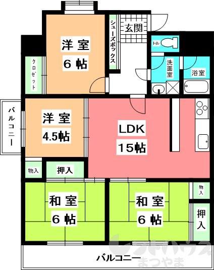野中第一ビル(4LDK/6階)の間取り写真