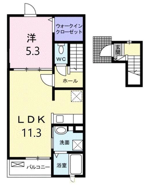 ソレイユ善福寺(1LDK/2階)の間取り写真