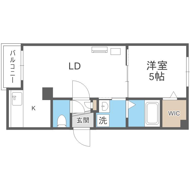 鹿鳴館VI(1LDK/1階)の間取り写真