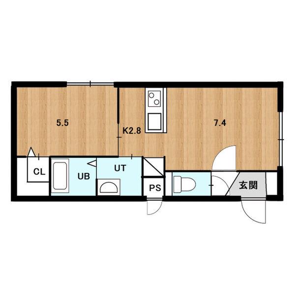グランメール 二十四軒1-2C(1LDK/2階)の間取り写真
