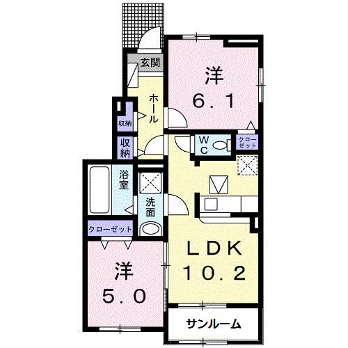 ル シエル(2LDK/1階)の間取り写真