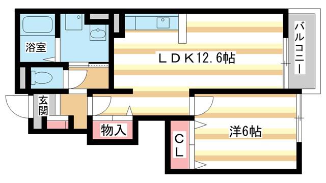 ブリーゼF(1LDK/1階)の間取り写真