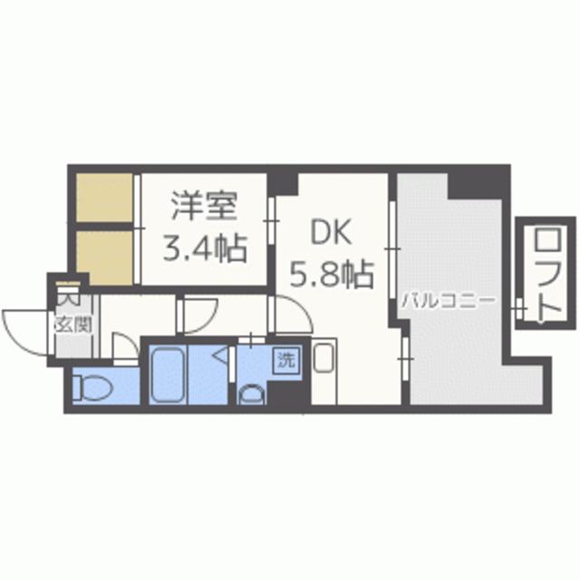 S-FORT博多東I(1DK/4階)の間取り写真