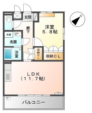 フォレスト・グレイス(1LDK/2階)の間取り写真