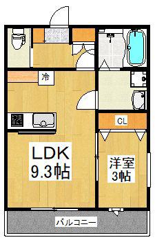 キャメル所沢緑町(1LDK/2階)の間取り写真