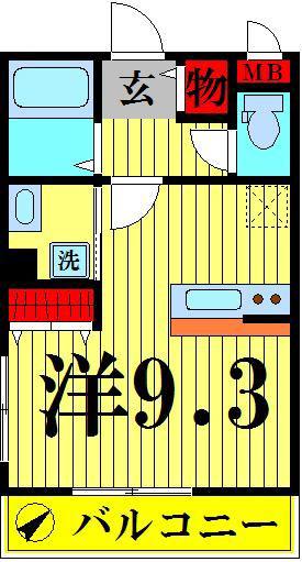 星谷ハイム五番館(ワンルーム/2階)の間取り写真