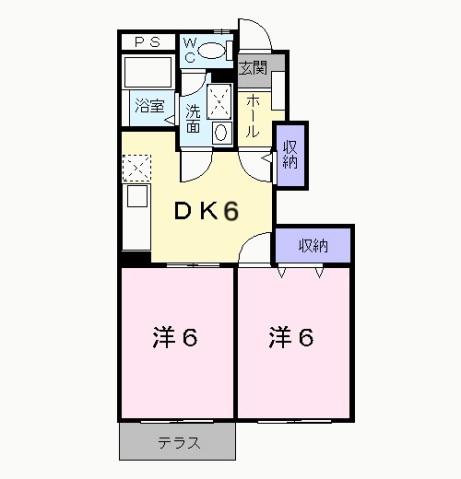 シャポー ルージュM(2DK/1階)の間取り写真