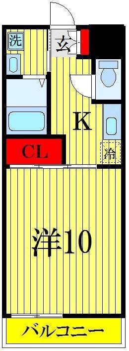第8横土ビル(1K/3階)の間取り写真