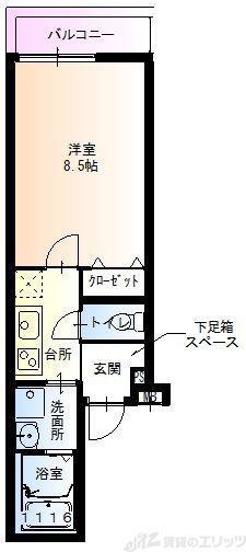 フジパレス下新庄駅南(1K/3階)の間取り写真