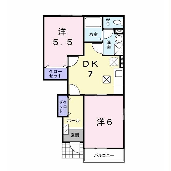 ソルマージュI(2DK/1階)の間取り写真
