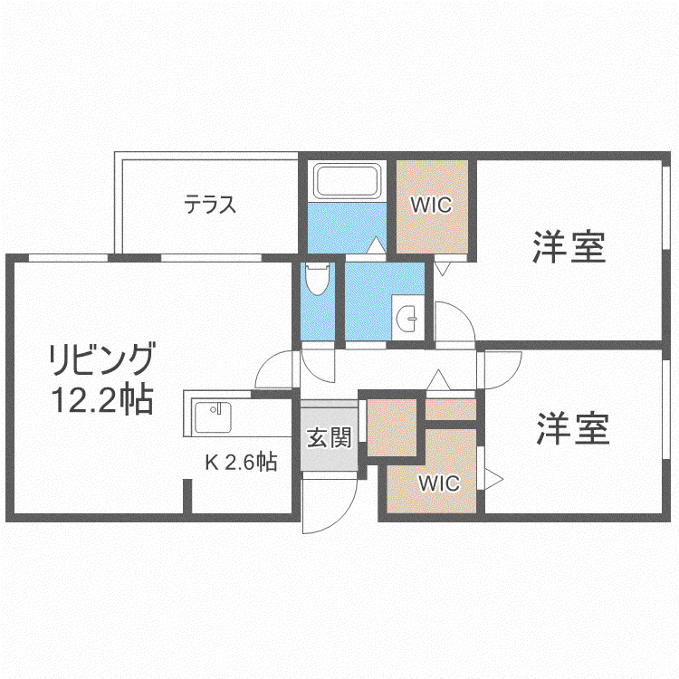 ウエリスアーバン南8条(2LDK/1階)の間取り写真