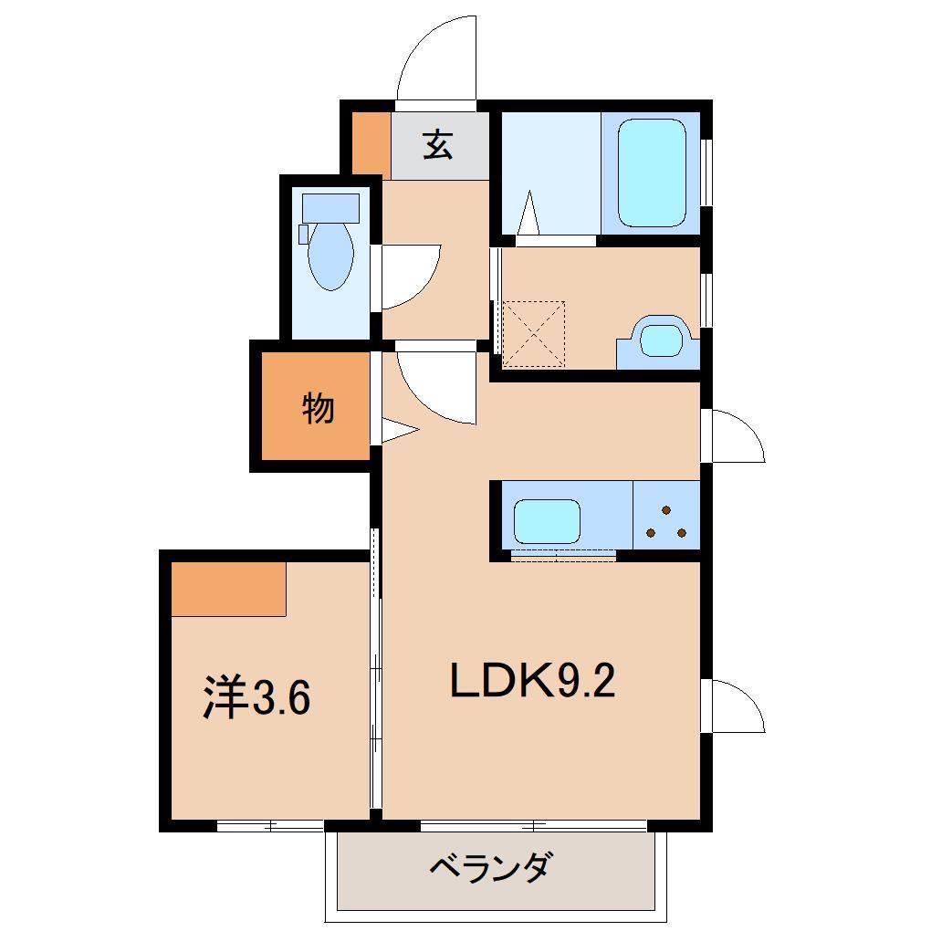 ノルテII(1LDK/1階)の間取り写真