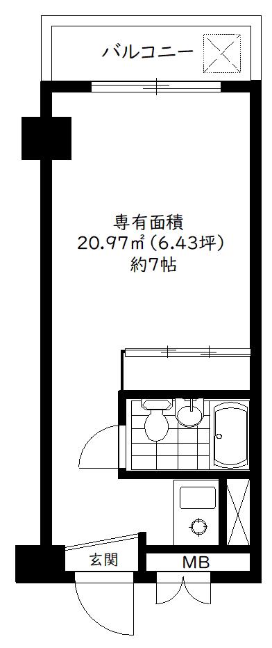 光建ハイムブリリアンス六本木(ワンルーム/2階)の間取り写真